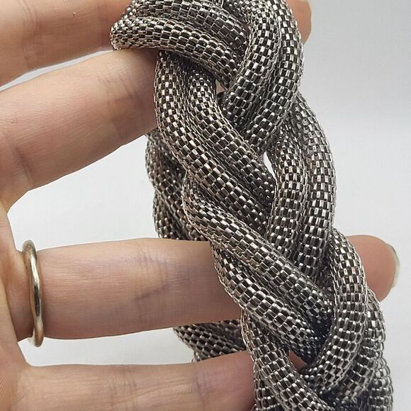 Chunky Silver Metal Mesh Bracelet 8in - Picture 2 of 5
